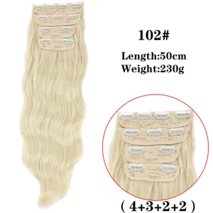 50cm 230g extension capelli mossi con clip 4pz set biondo ciocche capelli sintetici