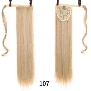 Blonde synthetische Pferdeschwanz Haarverlängerung glatt zum Wickeln Clip Haar 60cm