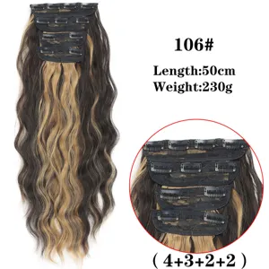 50cm 230g extension capelli ricci con clip set 4pz capelli sintetici marrone biondo