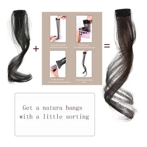 Estensioni Capelli Sintetici Frangia a Barba di Drago Lunga Frangia a Tendina Francese Donna Look Naturale Fibra Termoresistente