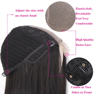 Women's Mid-Part Lace Front Long Straight Wig Heat Resistant Synthetic Hair Black Natural Hairline Wig For Daily Party Use
