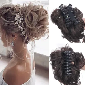 Chignon di capelli sintetici con molletta ad artiglio disordinata acconciatura donna