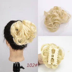 Synthetic Hair Bun Claw Clip Curly Wavy Updo Chignon Hairpiece Extension Blonde 102#