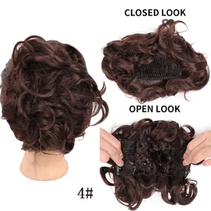 Synthetic Hair Bun Claw Clip Updo Wig Piece Brown Curly Hair Extension Product 80g