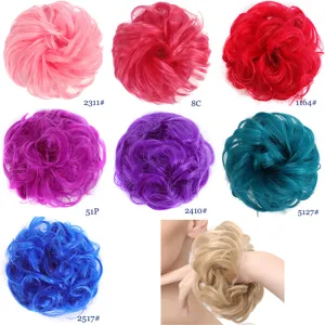 Synthetic messy hair bun scrunchie wig extension for women multi color options available.