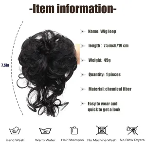 Messy Bun Hair Scrunchie Extension With Long Tendrils Voluminous High Temperature Synthetic Fiber Hair Piece For Women Styling