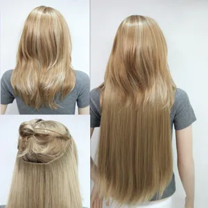 60cm blonde synthetic hair extensions fishline straight hair piece product detail view