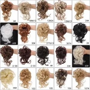 Synthetic messy hair bun hair extension scrunchie with various color options for daily wear.