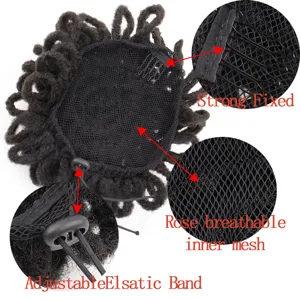 Chignon treccine africane parrucca con coulisse afro pezzo di capelli con rete traspirante.