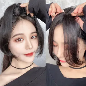 Fausse frange à clip synthétique raie au milieu frange vaporeuse extension de cheveux naturelle