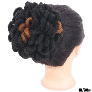 Chignon treccine sintetiche coulisse afro puff parrucca in vista dettaglio 1B/30#