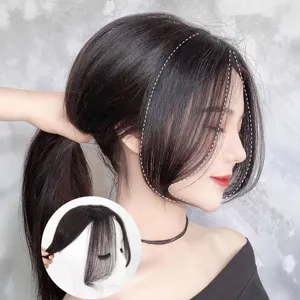 Extension de Frange pour Femmes avec Raie au Milieu Fibre Synthétique Clips Invisibles Naturels pour Quotidien Fête