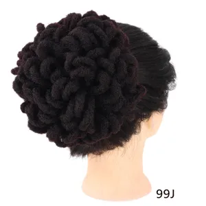 Chignon di capelli sintetici afro con coulisse dreadlocks ricci voluminosi colore 99J