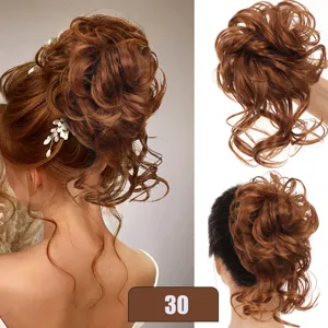 Synthetic messy hair bun extension curly updo hairpiece for women 25cm shade 30