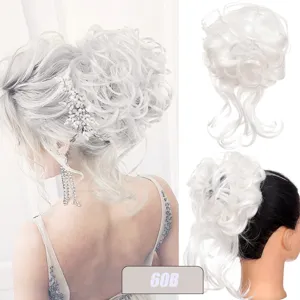 Synthetic Curly Hair Bun Extension Fluffy Messy Updo Hairpiece 60B Blonde Hair Ring