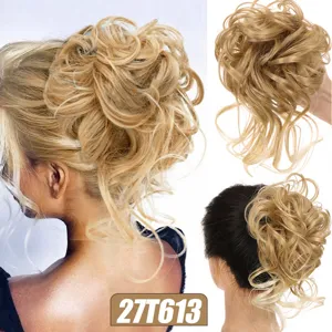 Synthetic messy hair bun extension curly updo hair piece 25cm hair accessory for women