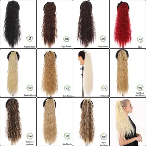 Synthetic Curly Hair Ponytail Extension Long Wave Hairpiece Wig Natural Color