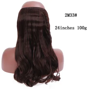 Extension de cheveux ondulée marron foncé avec fil invisible, 24 pouces, volume instantané.