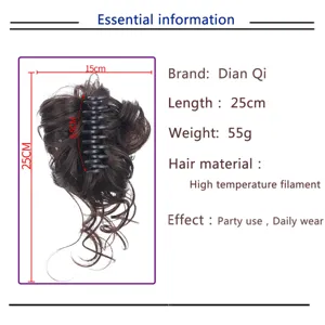 Extension Chignon Spettinato con Molletta a Clip Ricci Ondulati Capelli Sintetici Scrunchies Donna Stile Casual Acconciatura Posticcia