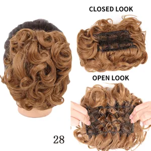 Synthetic Hair Bun Claw Clip Updo Hairpiece Brown Curly Hair Extension for Women