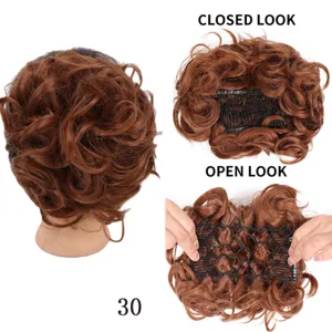 Curly hair bun claw clip detail view, synthetic hairpiece styling accessories, color 30.