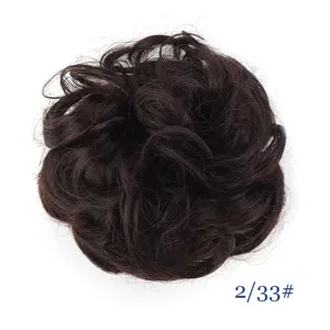 Synthetic hair bun scrunchie messy hairpiece dark brown hair extension piece for women