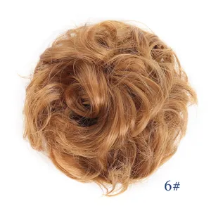 Synthetic messy hair bun extension curly hair donut hairpiece color 6# light brown