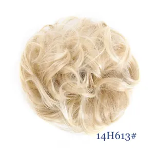 Synthetic hair bun scrunchie fluffy messy blonde hairpiece for women daily fashion styling.