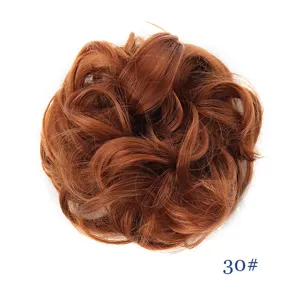 Synthetic curly hair bun scrunchie wig piece, messy updo hair extension for daily wear.