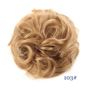 Synthetic blonde messy hair bun scrunchie hairpiece updo extension color 103#