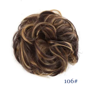 Synthetic messy hair bun extension scrunchie fluffy curly updo hairpiece color 106#