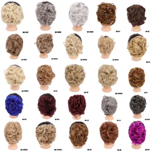 Synthetic hair bun extension curly updo piece heat resistant multi color options 80g