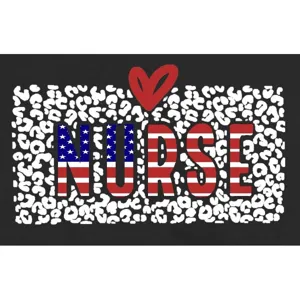Damen Krankenschwester Grafik-T-Shirt mit USA-Flaggenmuster-Design auf schwarzem Stoff
