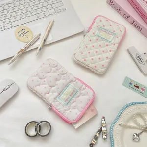Trousse à crayons longue matelassée mignonne coréenne macaron papeterie étudiant chic