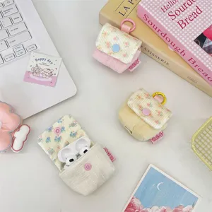 Pastell Blümchen Kopfhörer Etui Kord Stoff Mini Aufbewahrungstasche mit Karabiner.