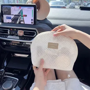 Koreanischer Stil Mesh Mini Kosmetiktasche, tragbare transparente Tasche für Make-up
