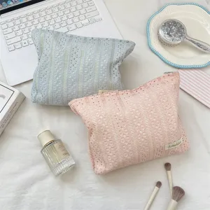 Koreanischer Sanfter Stil Spitze Kosmetiktasche Tragbare Polyester Reise Make-up Aufbewahrungstasche Damen Kulturbeutel