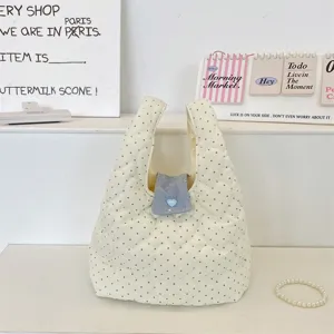 Bolso de mano acolchado con corazones, bolso casual suave y ligero para uso diario.