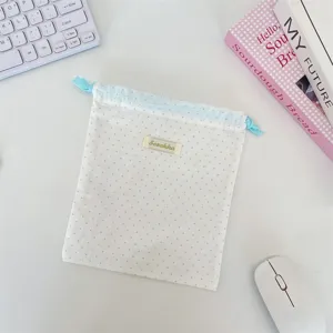 Minimalistische Pünktchen Stoff Aufbewahrungstasche, tragbarer Kordelzugbeutel für Schreibwaren.