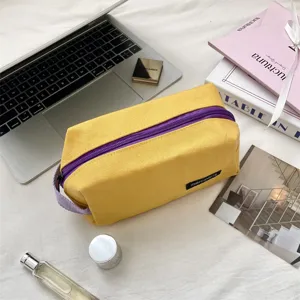 Borsa Portaoggetti in Tela Minimalista in Stile Coreano Astuccio per Matite di Grande Capacità Borsa da Toilette per Studenti Donna