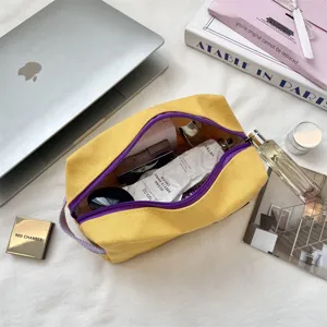 Pratica borsa portaoggetti in tela minimalista coreana, grande astuccio e trousse per cosmetici.
