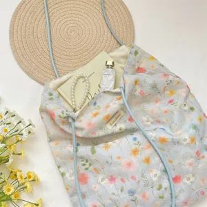 Koreanischer Stil Blumen Segeltuch Umhängetasche ästhetische süße Freizeittasche für Damen