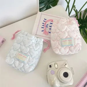 Bolsa acolchada con cordón de corazón bolso de almacenamiento de maquillaje organizador de viaje