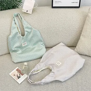 Casual Τσάντα Tote από Πολυεστέρα με Τύπωμα Αστέρια και Πουά Μεγάλη Χωρητικότητα Χαλαρή Τσάντα Ώμου Μοντέρνα Ανοιχτή Τσάντα Shopper για Κολλέγιο Καθημερινή Γυναίκες