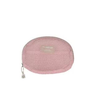Rosa Netz Kosmetiktasche Mini Make-up Etui tragbarer Lippenstift Organizer Reißverschluss