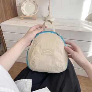 Koreanischer Stil kontrastierende Farbe halbrunde Kosmetiktasche tragbare Make-up Tasche