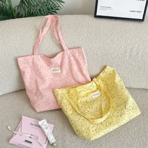 Damen Sanft Handgemalt Blumen Polyester Tote Bag Sommer Reise Weich Große Kapazität Umhängetasche Lässige Handtasche Täglich