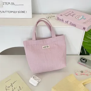 Ροζ καπιτονέ τσάντα tote, καθημερινή τσάντα χειρός σε χρώμα macaron, ελαφριά υφασμάτινη.