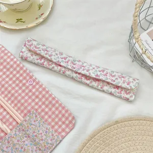 Blumen Bestecktasche Set, Baumwolle Geschirr Aufbewahrungstasche mit Druckknopf für den Alltag.