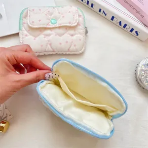 Portable quilted card holder, snap closure and multi-layer interior for daily essentials.